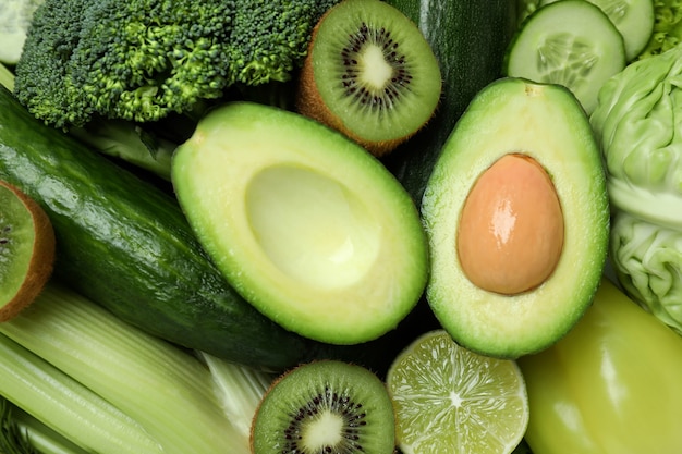 Fresh green vegetables on whole, close up