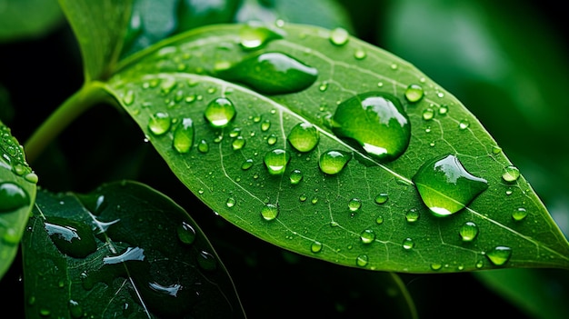 fresh green water drops with water