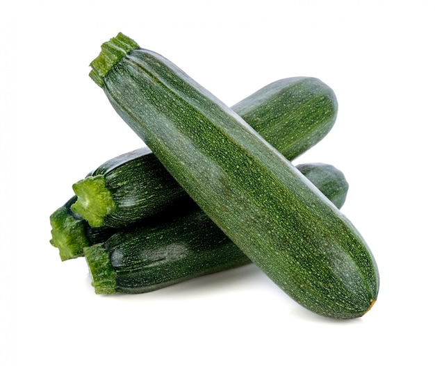 Fresh green zucchini isolated on white background