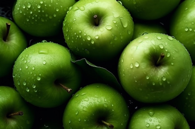 Фото fresh greenn apple fruits ai генеративный