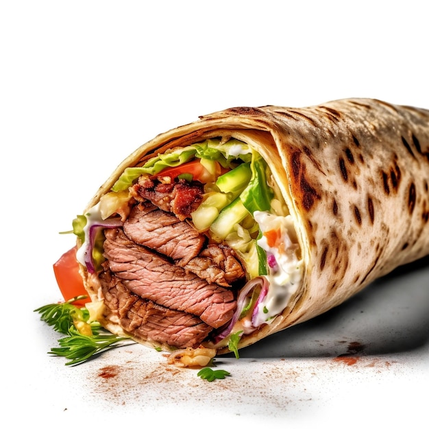 Fresh Grilled Chicken Wrap with Flying Ingredients and Spices Hot and Ready to Eat Generative AI