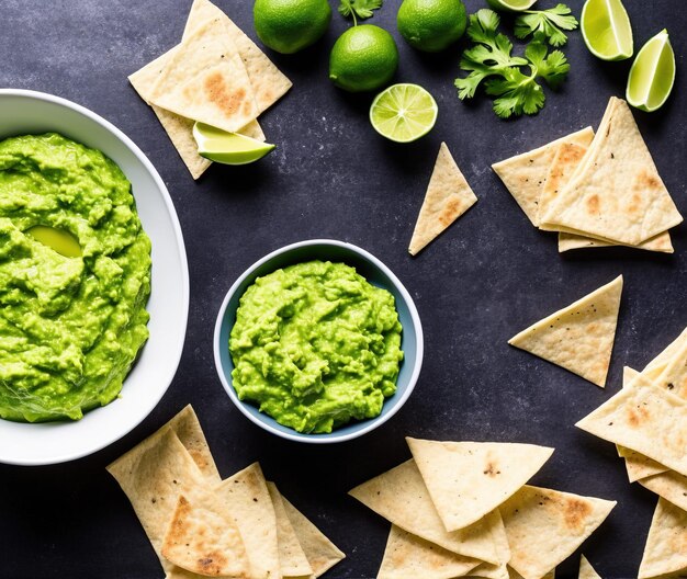 Premium Photo Fresh guacamole with tortilla chips