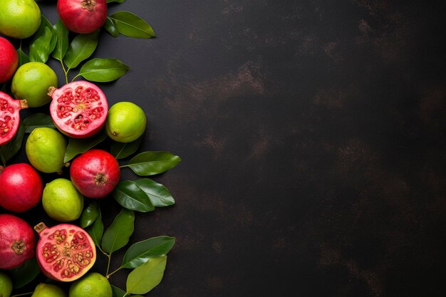 Fresh guava fruit background and copy space