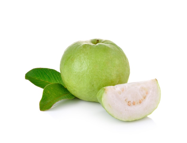 Fresh guava fruit on white wall