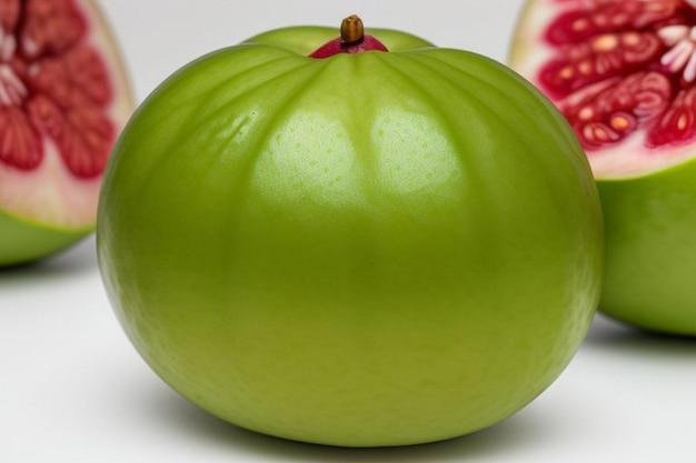 Fresh guava fruit with green leaf on the tree