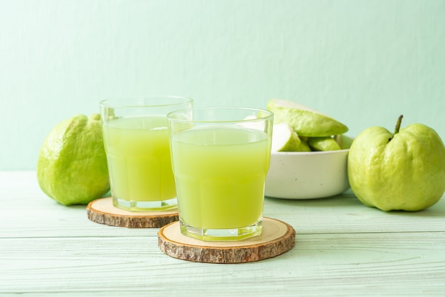 fresh guava juice glass with fresh guava fruit