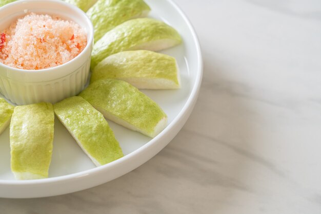 Fresh guava sliced with chili and salt dipping