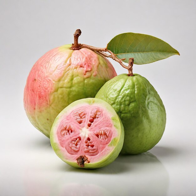 Fresh Guavas on White Background