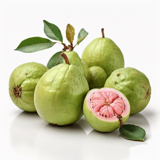 Fresh Guavas on White Background