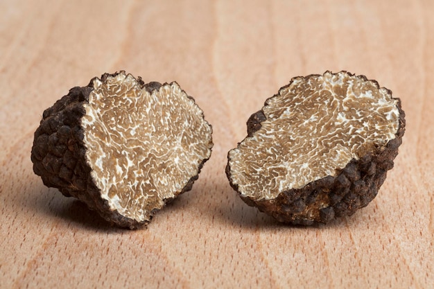 Fresh half black truffles