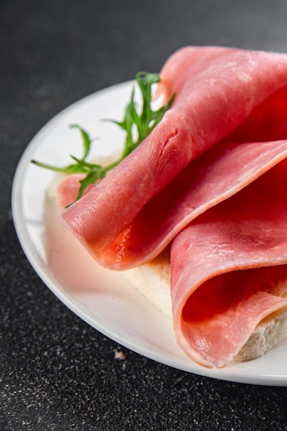 fresh ham slice pork meat food tasty eating meal food snack on the table copy space food background