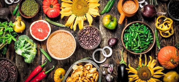 Fresh harvest of ripe and colorful vegetables