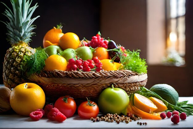 Fresh Harvest Vibrant Vegetables and Fruits Captured