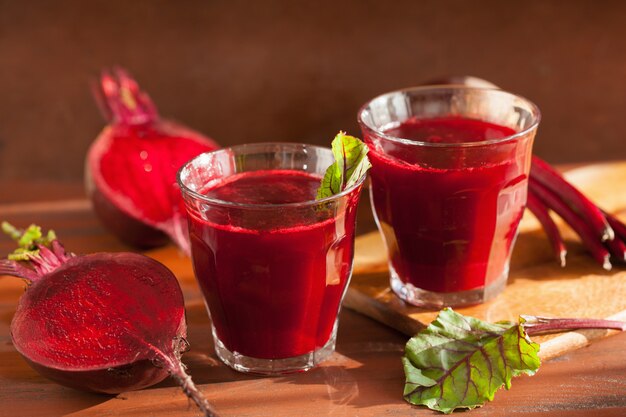 Fresh healthy beetroot juice and vegetable