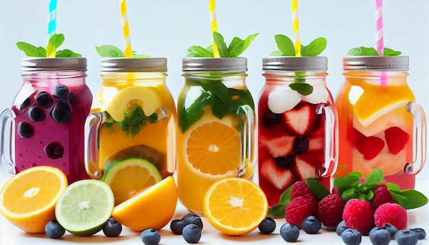 Fresh and Healthy Detox Juice A Colorful Medley of Fruits Vegetables and Spices