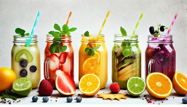 Fresh and Healthy Detox Juice A Colorful Medley of Fruits Vegetables and Spices