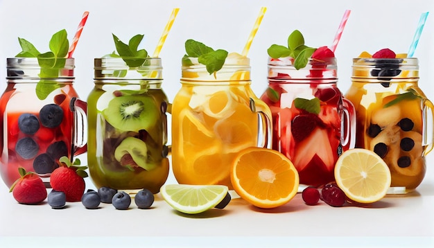 Fresh and Healthy Detox Juice A Colorful Medley of Fruits Vegetables and Spices