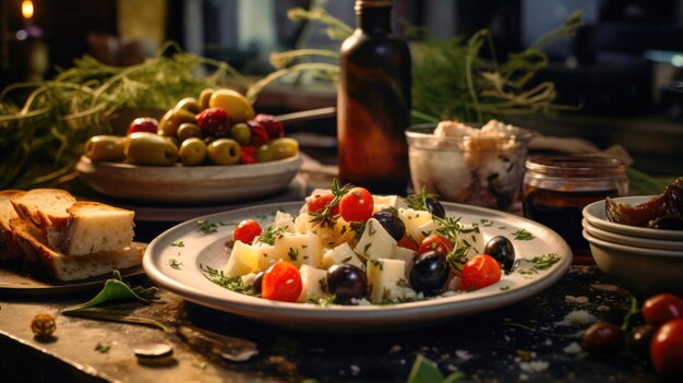 Foto fresco e salutare un piatto di frutta con cibi colorati e nutrienti