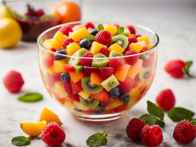 A fresh healthy fruit salad in a bowl