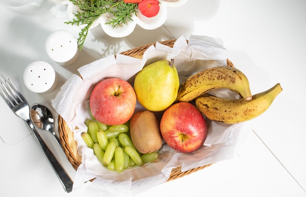 Fresh Healthy Fruits in Wooden Basket