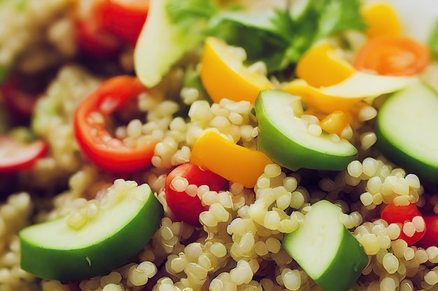 Fresh healthy and nutritious quinoa salad with summer vegetables