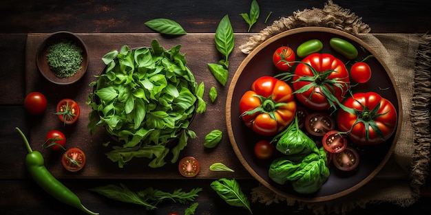 Fresh Healthy Vegetable on Wooden Table Background