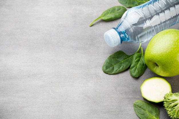 Fresh healthy vegetables and water