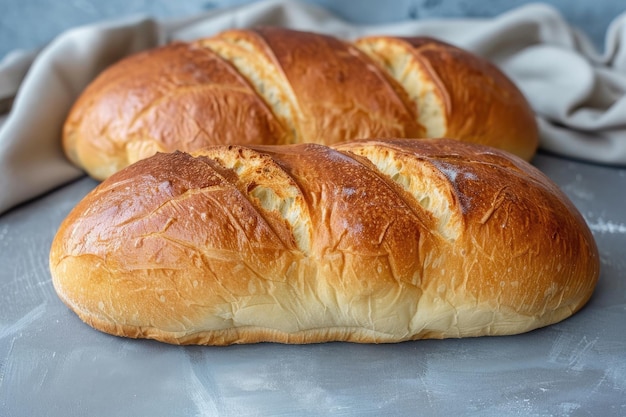 灰色の背景の新鮮な自家製のパン 鮮やかな無酵母のパン 酵母のないパン