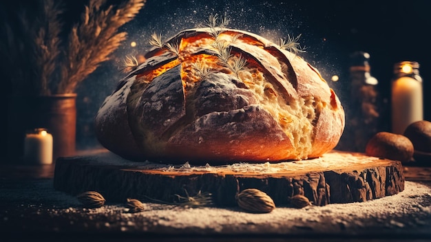 サクサクした皮の焼きたての自家製パン