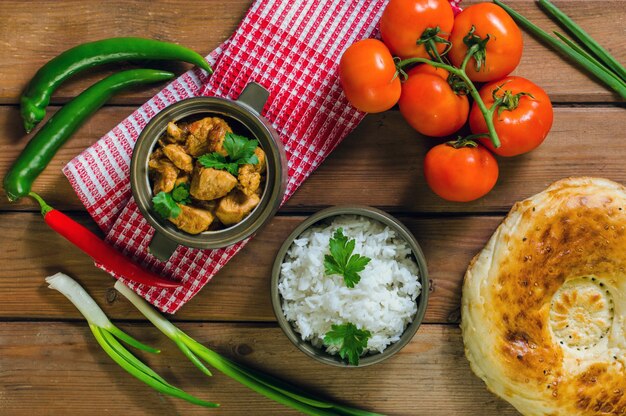 Fresh homemade chicken curry with.