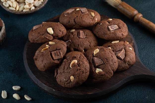 fresh homemade chocolate chip cookies brownie cookies cookies with chocolate and nuts vegetarian dessert american dessert
