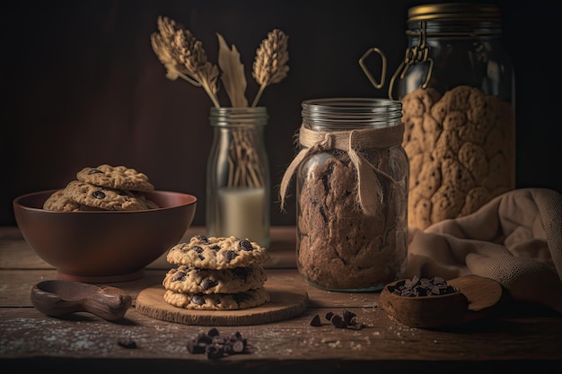 Biscotti di farina d'avena al cioccolato fatti in casa freschi