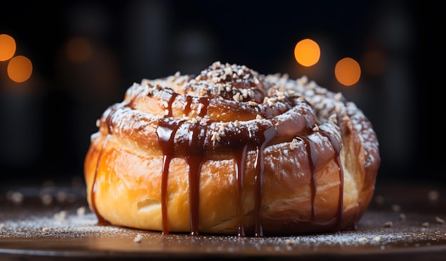 Photo fresh homemade cinnamon roll or cinnamon bun