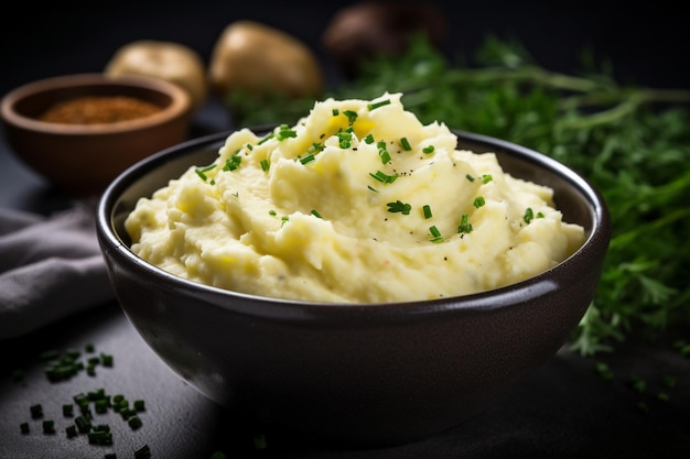 Fresh homemade creamy mashed potato in bowl