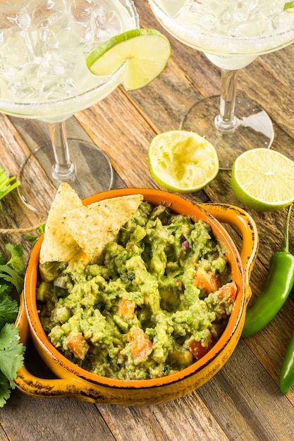 Fresh homemade guacamole in the bowl.in the bowl.