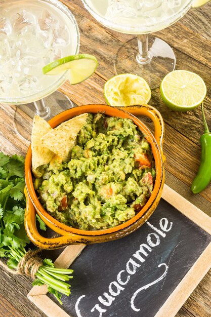 Fresh homemade guacamole in the bowl.in the bowl.