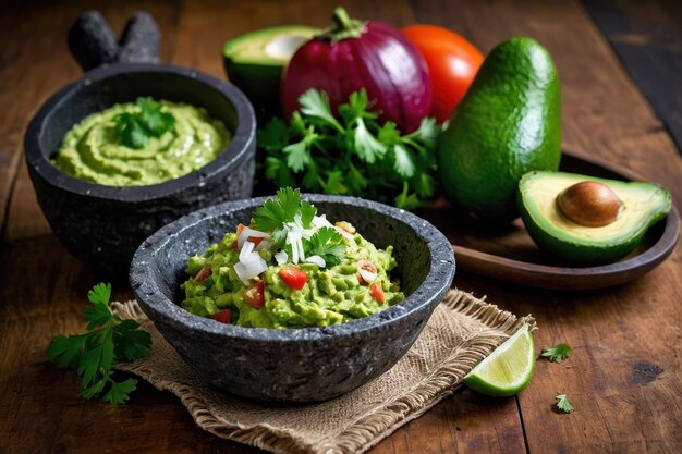 Photo fresh homemade guacamole