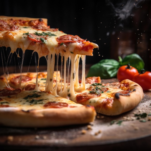 Photo fresh homemade italian pizza margherita with buffalo mozzarella and basil