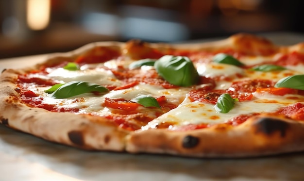 Fresh Homemade Italian Pizza Margherita with buffalo mozzarella and basil