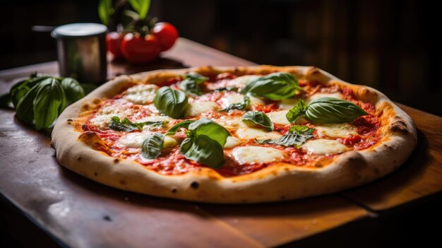 Fresh homemade Italian pizza margherita with mozzarella and basil Generative AI