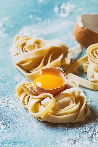 Fresh homemade pasta tagliatelle