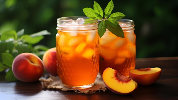 Fresh homemade peach sweet tea