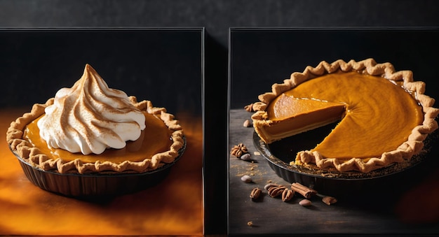 Fresh homemade pumpkin pie generated with ai