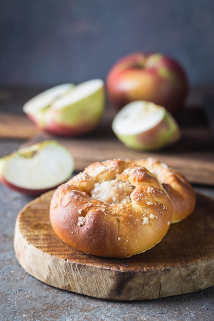 Fresh homemade small patties with apple stuffing