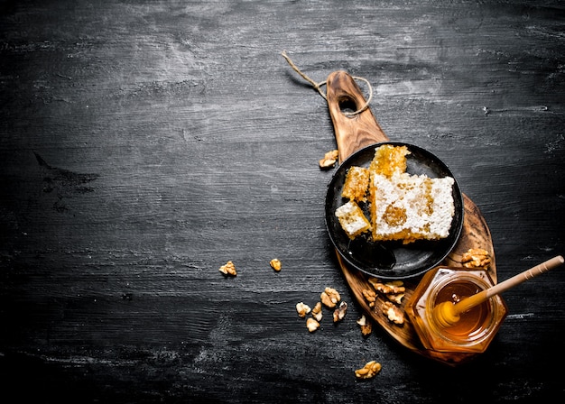 Fresh honey in glass jar