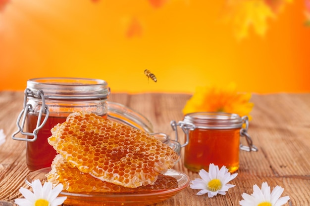 Fresh honey in jar