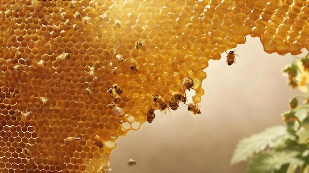 Fresh honey in the sealed comb frame