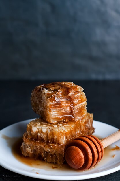 Fresh honey with honeycomb