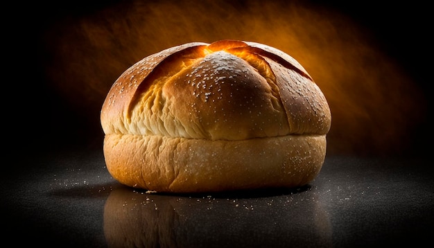 Фото Свежий горячий хлеб изолировать на черном фоне generative ai