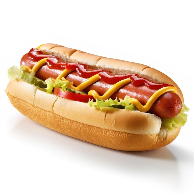 Fresh hot dog isolated on white surface